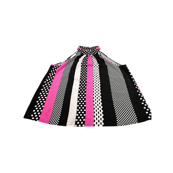 Gomorn Womens Halter Neck Sleeveless Blouse XL Black/Pink/White - Picture 6 of 9